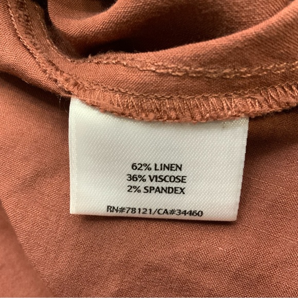 Eileen Fisher Burnt Orange Linen Button Up Top. Women’s Size Medium. - Picture 6 of 7